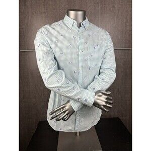 Original Penguin Shirt Adult M Blue Long Sleeve Food Printed Button Down NWT